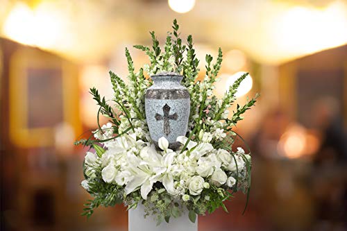 Image of White Love of Christ Cremation Urn for Ashes for Women - Personalized Cremation Urns for Human Ashes Adult Female Decorative Urns - Beautifully Handcrafted Cross Urn