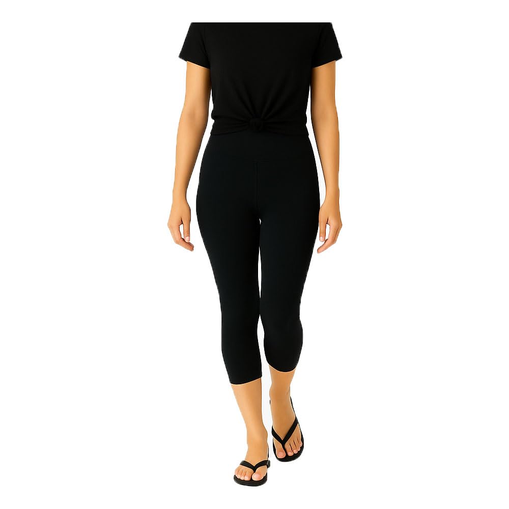 Womens Knee - Length Plain Capri For Girls Black Single Pack-picture-26