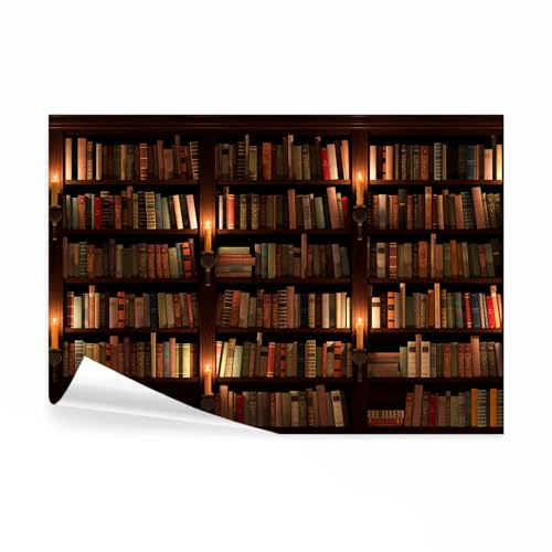 decomonkey - Papier Peint Panoramique Livres Étagére 350x256 cm - Décoration murale moderne –...