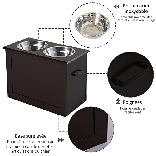 Meuble double gamelle PawHut pour le confort du chien