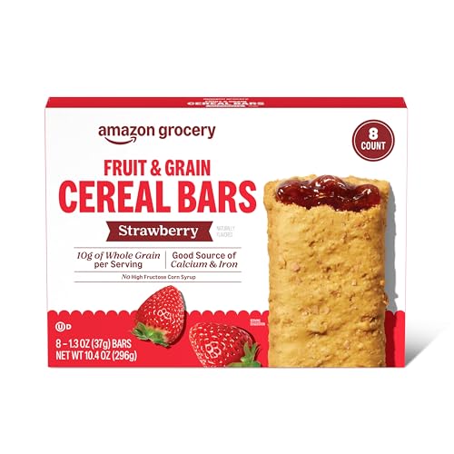 Amazon Grocery, Fruit & Grain Cereal Bars, Strawberry, 10.4 Oz, 8 Ct (Previously Happy Belly,...