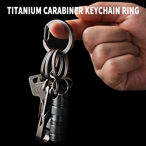 Image of TISUR Titanium Keychain Rings,Carabiner Dog Tag Key Chain Rings