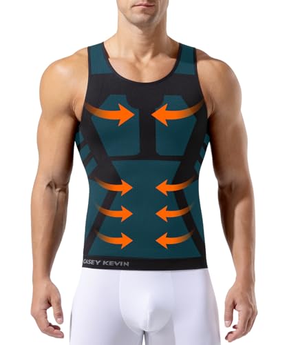 Casey Kevin Débardeur de Compression Homme Gain Ventre Plat - T-Shirt Compression Homme Niveau 5, Gainant pour Morphologie, Sport et Quotidien