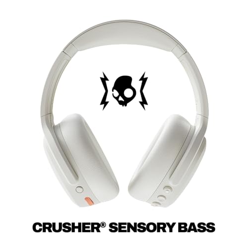 Image of Skullcandy Crusher ANC 2 Wireless Over-Ear Bluetooth Headphones with Multi-Sensory Bass, Active Noise Cancelling, Up to 60 Hours Battery, Microphone for iPhone Android - Bone