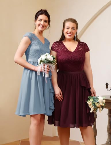 Image of Wedtrend Women's Bridesmaid Dresses Short Prom Dress Ruffle Semi Formal Cocktail Dresses Floral Homecoming Dress