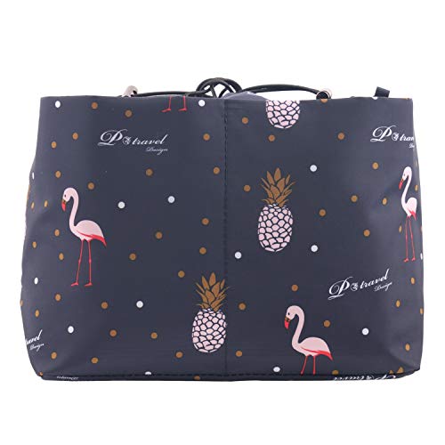 Neceser para colga, Lomofila Bolso cosmético Colgante Impermeable de Nylon Organizador Bolsa de Ducha para Accesorios de Viaje, Kit de Aseo para Hombres y Mujeres (Flamingo-2)