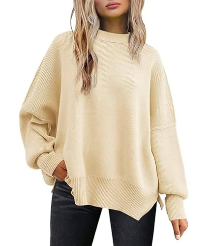 Image of SEMATOMALA Women's Oversized Plain Batwing Sweaters Fall Winter Crewneck Trendy Pullover Knit Jumper Tops