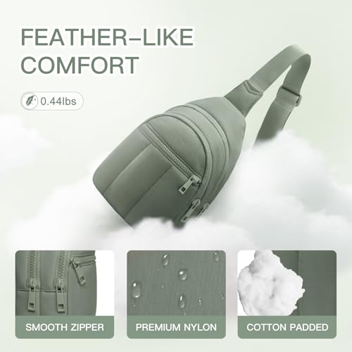 Image of Viverte Quilted Puffer Crossbody Bags for Women Small Puffy Sling Bag Lightweight Cross Body Bubble Purse Shoulder Bag for Travel (Bean Green)