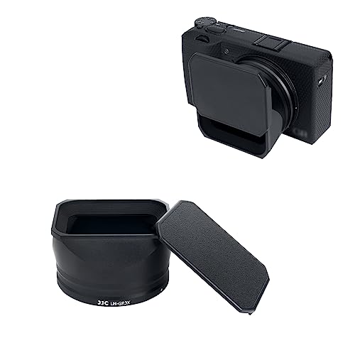 JJC メタル 長方形 レンズフード + フードキャップ リコー Ricoh GR3 GRIII GRIII HDF 専用 レンズ保護 雑光を防ぐ 防塵 ケラレなし 黒い アルミニウム合金製 41l49pGfHxL.jpg