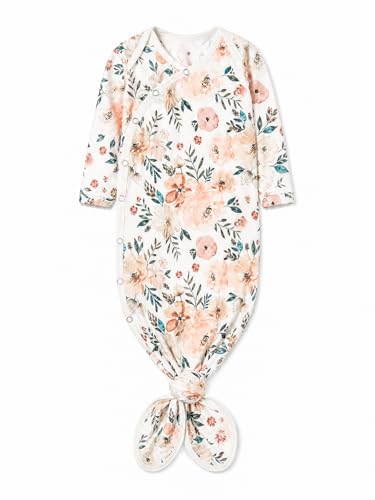 Copper Pearl Baby Gown - Knotted Newborn Sleepers for Baby Boy and Girl, Soft Stretchy Long Sleeve...