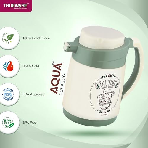 Image of Trueware Aqua Jug Insulated Flask - 750 Ml | Insulated Tea Pot Kettle Inner Steel Outer Plastic | Hot & Cold | Food Grade Plastic | Lightweight BPA-Free | Wide Mouth Design | Ideal for Office, Travel