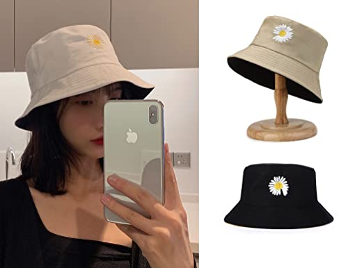 Image of Alexvyan Women Cotton Sun Visor Hats UV Protection Wide Brim Summer Cap Hat UV Protection Breathable Casual Beach Hat, Sun Protection Cap (Beige and Black Reversible), Large