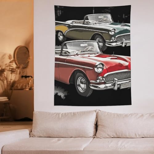 Tenture murale polyester voiture classique et roadster abstrait