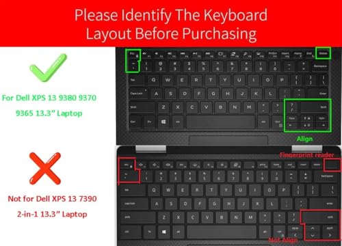 Image of OJOS Keyboard Cover for for Dell XPS 13 7390 Keyboard Cover for 13.3 inch New Dell XPS 13 7390 Standard Laptop & Dell XPS 13 9305 9380 9370 9365 13.3 inch Laptop Keyboard Skin (NOT for 2-in-1 7390), Black