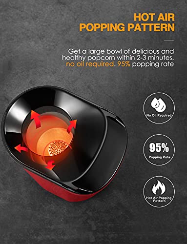 Popcornmaschine 1400W, Heißluft Popcorn Maker Machine für Zuhause, Große Kapazität für bis zu 120g Mais, Heißluft… – Bild 3