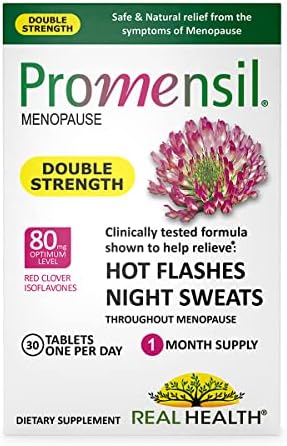 Promensil Natural Menopause Supplements For Women, Double Strength, With Red Clover Isoflavones, Helps Reduce Hot Flashes and Night Sweats, Soy Free, 1 Tablet Per Day, 1 Month Supply, 30 Tablets