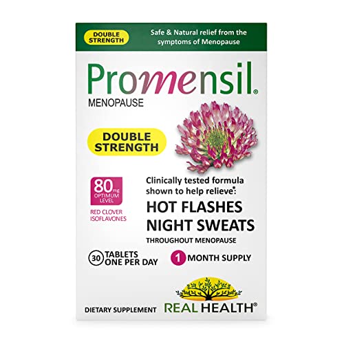 Promensil Menopause Double Strength - Menopause Supplements for Women, Red Clover Isoflavones, Helps Support Hot Flashes, Night Sweats, Restlessness - 30 Count