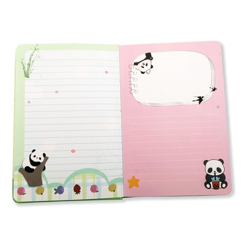 Image of COI Cute Journal with Revolving Panda Cover - A6 Leather Diary Notebook for Girls, Teens & Students.
