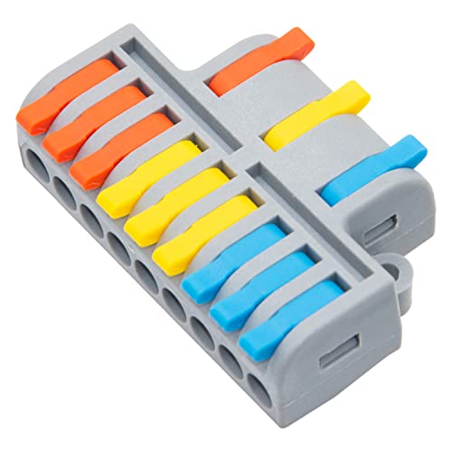 Conector de cable compacto tipo regleta de palanca de 3 en 9 salidas para conductores AWG