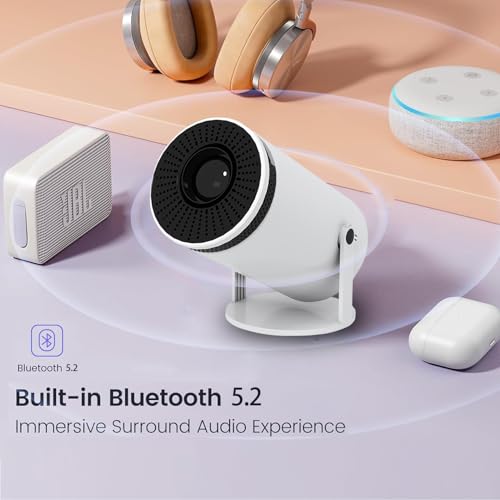 Image of Zync T200 Android12 4K Smart Wi-Fi Bluetooth Mini Home Cinema 3D Portable Outdoor Entertainment 1080P Projector 5500 Lumens with Built-in Streaming Apps(Netflix,Prime Video,Hotstar) 3WSpeaker(White)