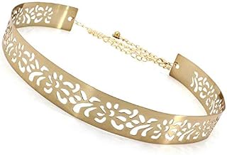 Women's Metal 3.5 cm Wide Hollow Design Plate Adjustable Ladies Belt