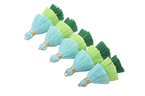 KONMAY 10pcs 1.4''(3.5cm) Tiny Tri-Layered Tassels with Gold Jump Ring for Jewelry Making, Clothing