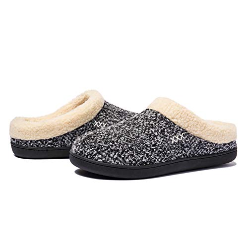 Image of NewDenBer Men's Warm Memory Foam Suede Plush Fleece Lined Slip on Indoor Outdoor Clog House Slippers