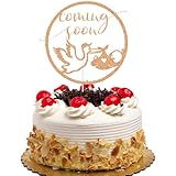 Coming Soon Cake Topper Stork & Baby Silhouette Cake Decor for Baby Shower Party Decorations Gender Reveal Party Supplies Rose Gold