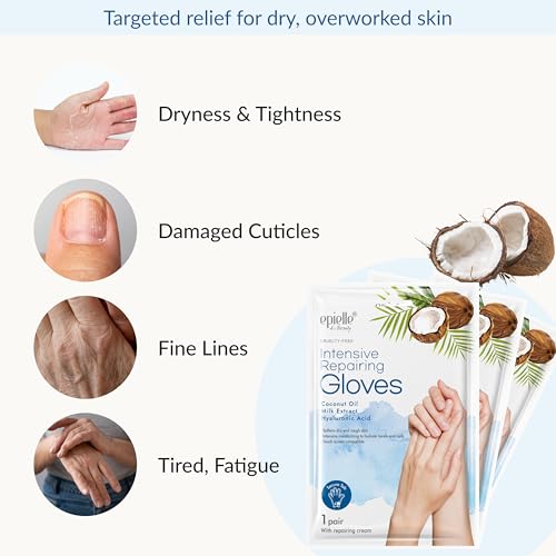Epielle Intensive Repairing Hand Mask 6 Pairs, Deep Moisturizing Gloves for Dry, Cracked Hands, Self Care Gifts for Women, Spa Kit, Stocking Stuffers, Thanksgiving Essentials - Image 5