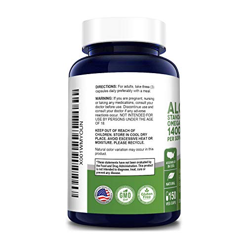 Omega 3 - Algae Oil 1400Mg 150 Vegetarian Powder Capsules (Non-Gmo & Gluten Free) #TOP2