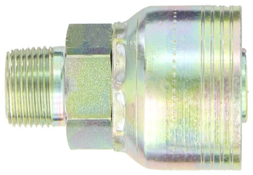 Image of Aeroquip 1BA12MP16 Carbon Steel Global TTC12 (Thru the Cover) Crimp Hose Fitting Male Pipe, Straight, 1 inch Hose ID, 3 /4 inch Pipe Size