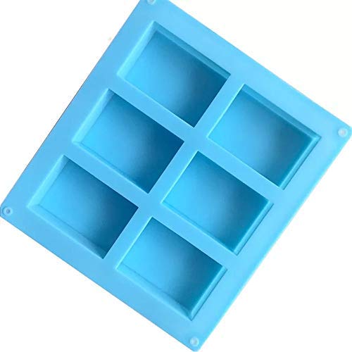 6 Cavity Rectangle Silicone Molds for Soap Making, Loaf Muffin Baking Pans, Chocolate Cheese Cake Making Trays, Nonstick Sharp Edges Soap Making Silicone Mould, Multicolor-image-38