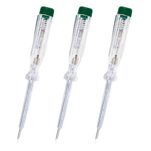 O4L Einpoliger Spannungsprüfer/Phasenprüfer mit fest integrierter Glimmlampe, Schraubendreherklinge und Ansteckclip aus Metall, Made in Germany, 3 Stück