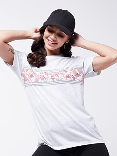 Image of Modeve Women Printed Cotton Blend Half Sleeve Round Neck T-Shirt for Summer
