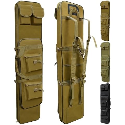 46" Rifle Bag, Khaki Tactical Long Rifle Backpack, Portable Shotgun Case for Firearm Storage and Transportation, Suitable for Outdoor Hunting Shooting (46" Khaki) Cover