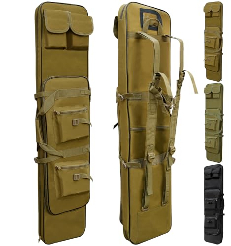 46' Rifle Bag, Khaki Tactical Long Rifle Backpack, Portable Shotgun Case for Firearm Storage and Transportation, Suitable for Outdoor Hunting Shooting (46' Khaki)