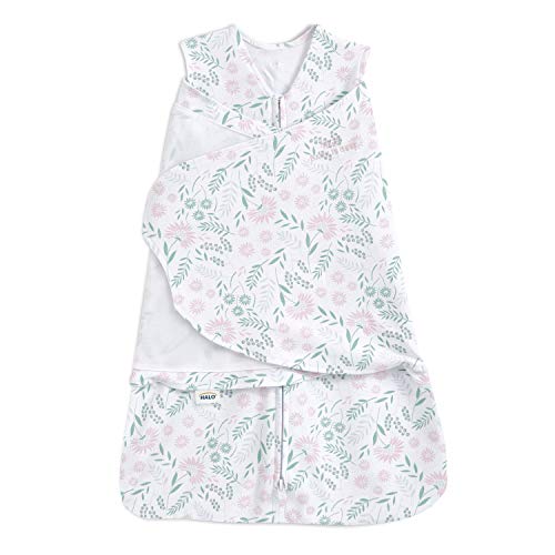Image of HALO 100% Cotton Sleepsack Swaddle, 3-Way Adjustable Wearable Blanket, TOG 1.5, Wildflower, Newborn, 0-3 Months