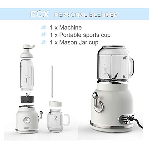 Personal Blender for Shakes and Smoothies, ECX Portable Blender with 6 Sharp Blades, Smoothie Blender with 20.3 oz Tritan BPA-Free Travel Cup and Lid