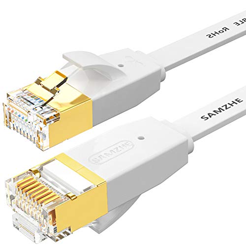 SAMZHE Cable Ethernet, ft Cable de Red Plano de Internet Cable CAT6 RJ45 UTP LAN Cable de conexión de Red Gigabit de Alta Velocidad Chapado en Oro