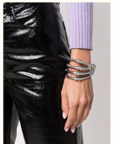 Punk Skeleton Hand Bangle Bracelet for Women Girls Men Cool Skull Bracelets Wristband Bracelet Cuffs Bangle Gothic Jewelry Gifts Halloween2