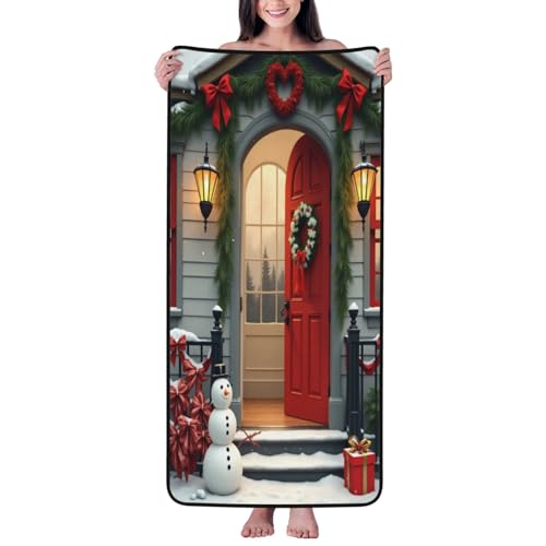 Toallas de baño clásicas con estampado de puerta de Navidad n.º 5, toallas de ducha para baño, altamente absorbentes, suaves, grandes, 27 x 55 pulgadas