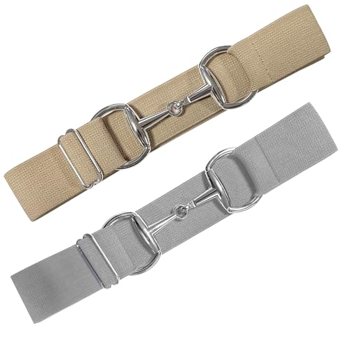 Image of Huaerle 1.5 inch Elastic Equestrian Belt with Bit Buckle and Leather Key Strap