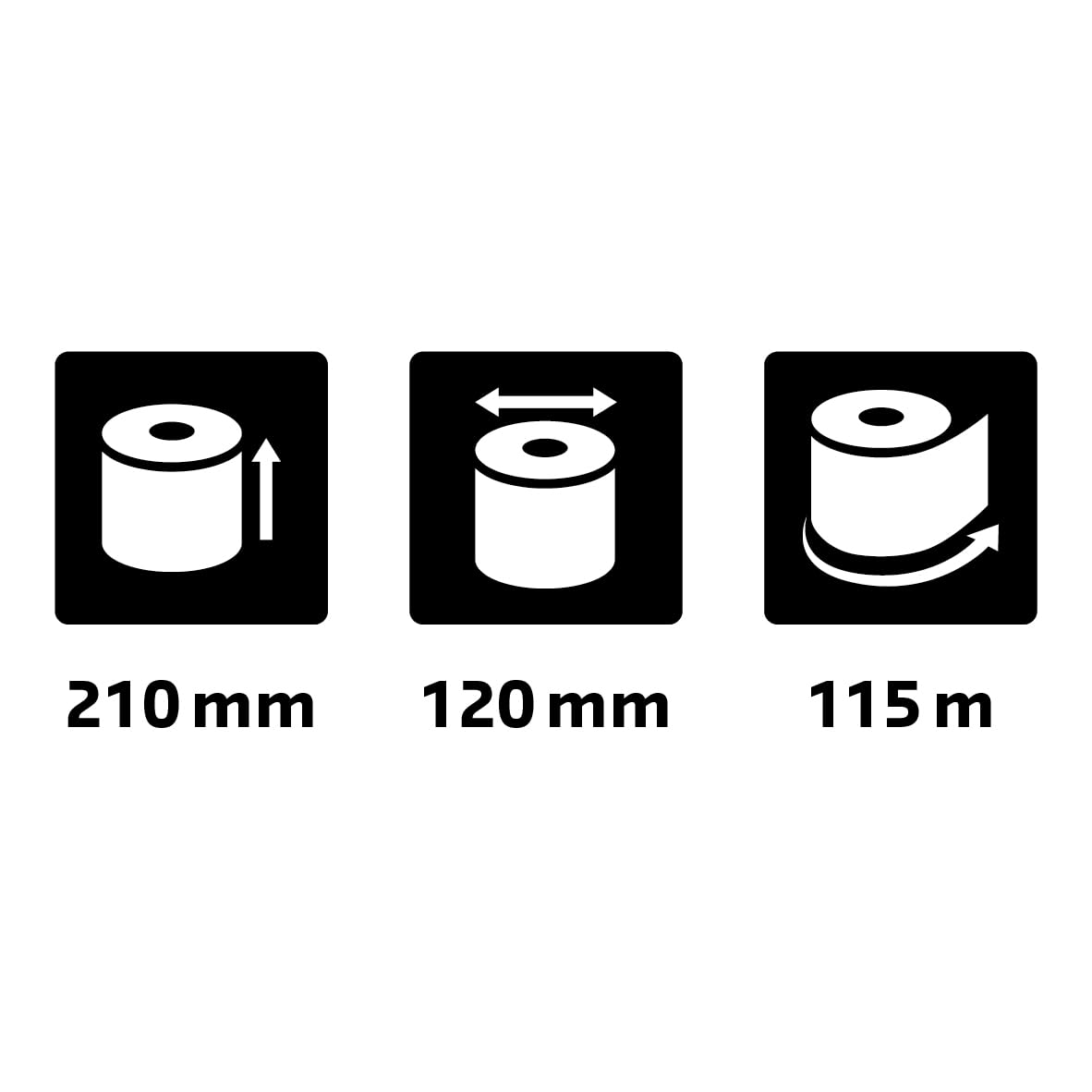 Exacompta - Réf. 52131E - Carton de 6 bobines pour Télex - largeur 210 mm x diamètre 120 mm - mandrin 25 mm - 1 pli offset extra-blanc 60g/m² - Métrage (+ ou - 2m) : 115 m