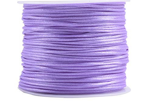 KONMAY 100 Yards 1.5mm Nylon Rattail Satin Silk Trim Cord Beading String for Chinese Knotting, Kumihimo, Beading, Macramé, Jewelry Making, Lavender