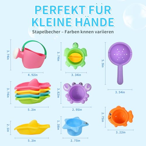BAYMI Badespielzeug Baby ab 1 2 3 4 Jahre – 10 Stück schimmelfreies Wasserspielzeug für Kleinkinder, Badewannenspielzeug & Pool Spielzeug, Geschenk für Jungen & Mädchen
