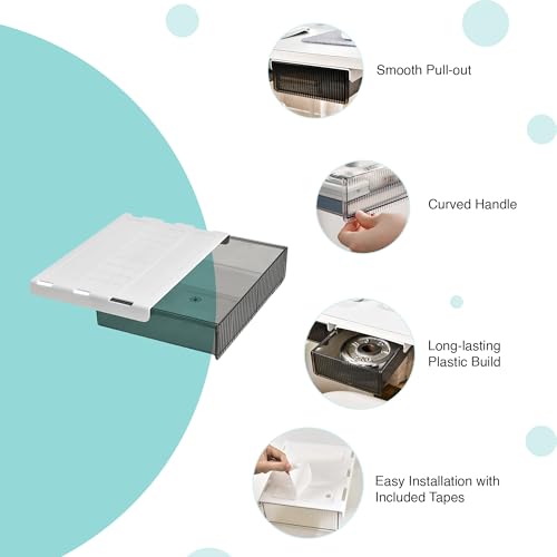 Image of oddpod Reed Under The Table Hidden Drawer /Acrylic Desk Organiser for Home & Office (Black, Large)