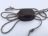 Desert Camo Paracord and Leather Cupped Pouch Shepherd Sling Handmade By David the Shepherd