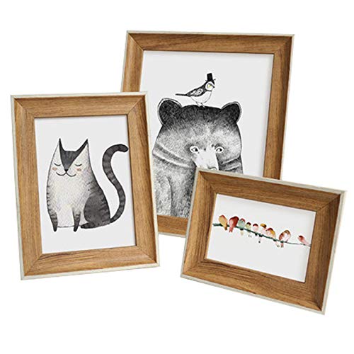 Zuzer 3PCS Marcos de Fotos Marcos Rusticos de Madera para Fotos y Diplomas de Sobremesa o Pared,3 Tamaños Cover