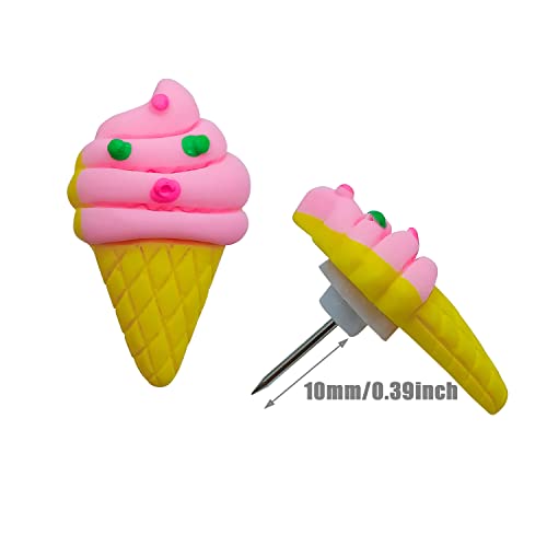 Decorative Push Pins, 30 Pcs Diy Creative Thumb Tacks Handmade Drawing Pin Cute Ice Cream Resin For Corkboard Bulletin Board Wall Photo Memo Office Accessories #TOP2