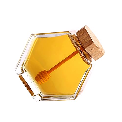 VICASKY Barattolo Di Vetro Trasparente Da 380ml Con Coperchio in Legno e Mestolo a Spirale, Vaso Per Conserve Domestiche Con Sigillo Ermetico, Per Cucina e Dispensa